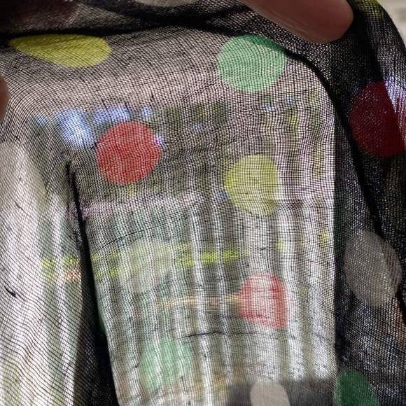 Black sheer colourful polka dot scarf - Picture 6 of 17